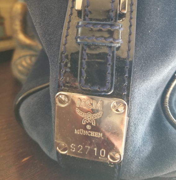 Rare MCM super blue suede 2 way bag - Picture 12 of 16